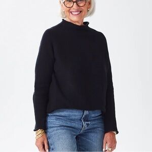 Alice Walk Black Cashmere Mock Neck Sweater. Size L